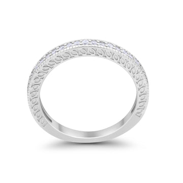 Half Eternity Wedding Band Ring Round Simulated Cubic Zirconia 925 Sterling Silver